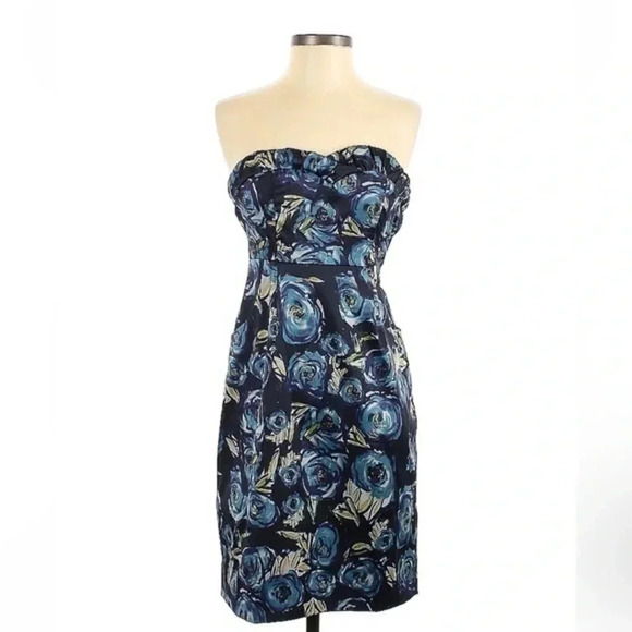 Kensie | Dark Blue Roses Floral Strapless Sweetheart Neckline Size 2 NWT - Picture 1 of 3